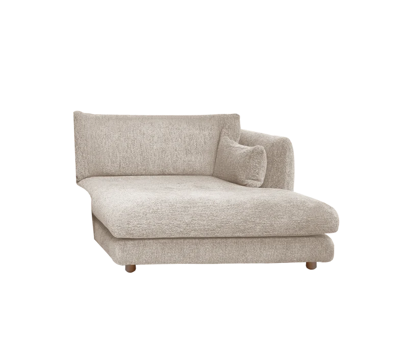 Bloom chaise longue sofa module, left with teak legs