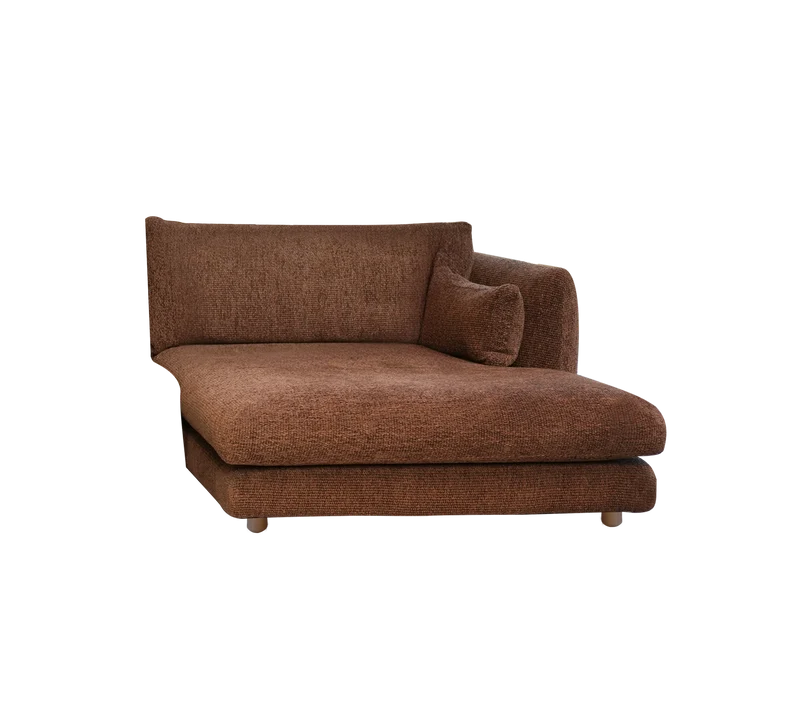 Bloom chaise longue sofa module, left with teak legs
