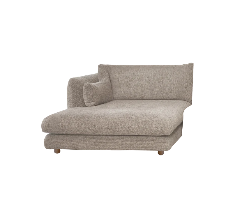 Bloom chaise longue sofa module, right with teak legs
