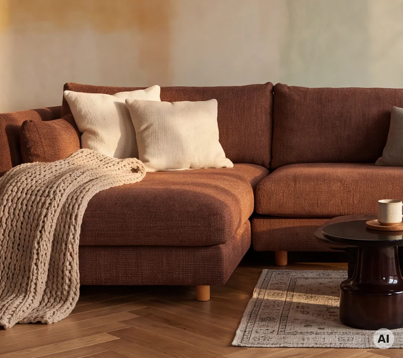 Bloom chaise longue sofa module, right with teak legs