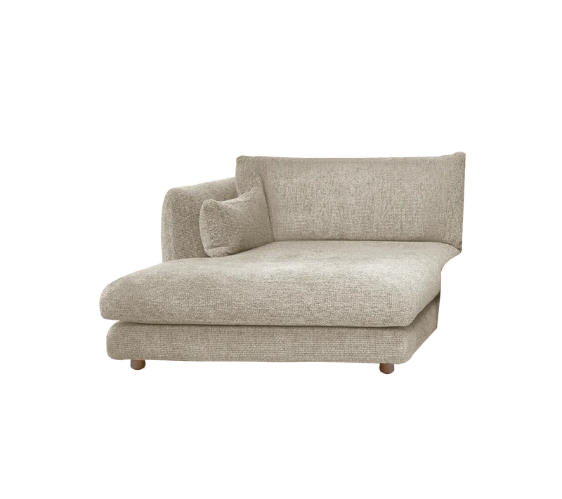 Bloom chaise longue sofa module, right with teak legs