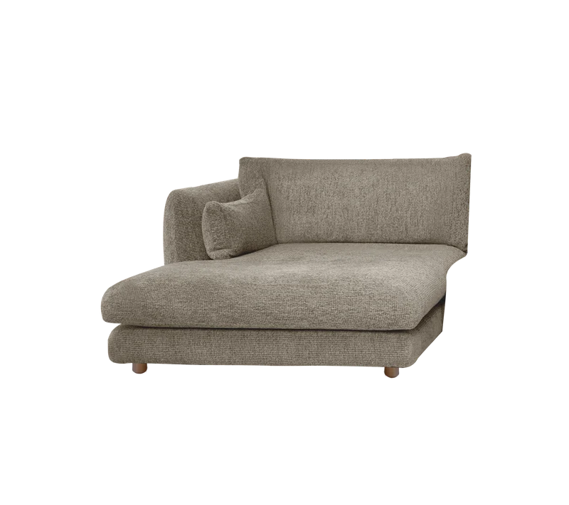 Bloom chaise longue sofa module, right with teak legs