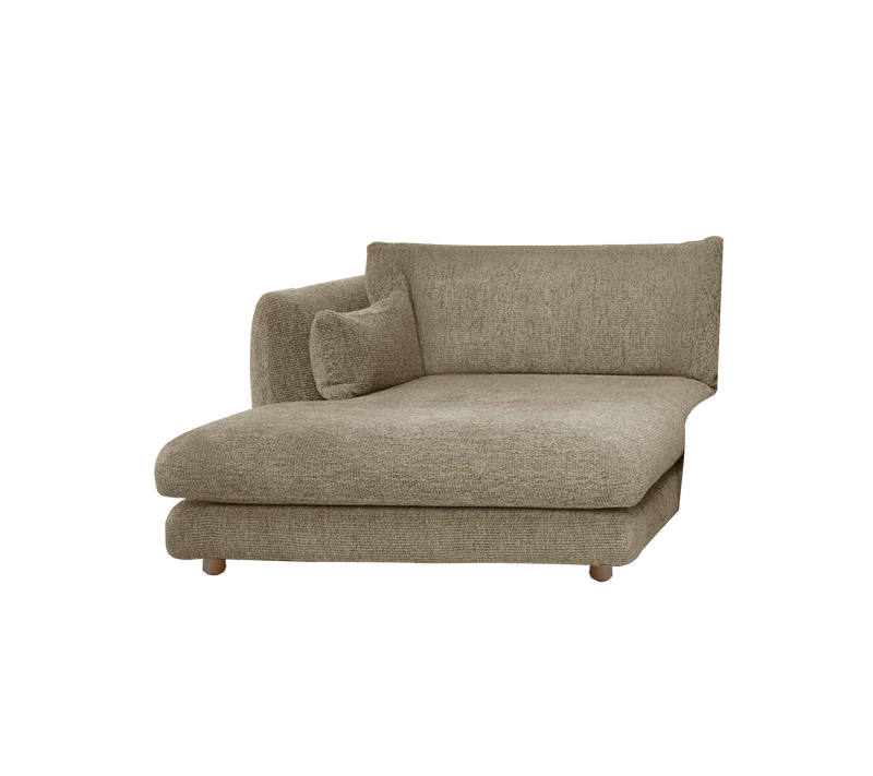 Bloom chaise longue sofa module, right with teak legs