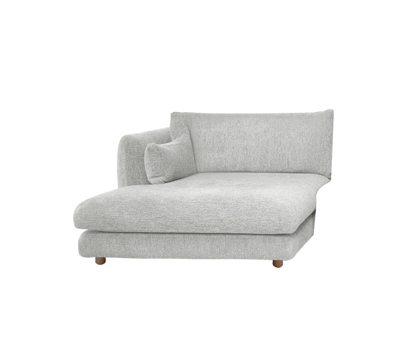 Bloom chaise longue sofa module, right with teak legs