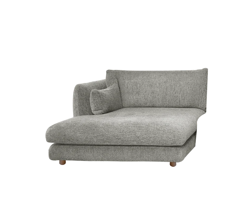 Bloom chaise longue sofa module, right with teak legs