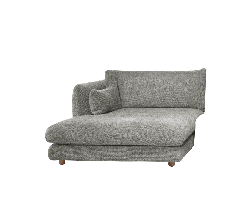 Bloom chaise longue sofa module, right with teak legs
