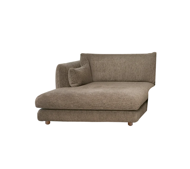 Bloom chaise longue sofa module, right with teak legs