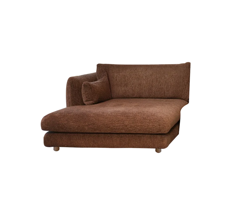 Bloom chaise longue sofa module, right with teak legs