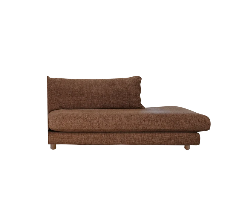 Bloom open-end sofa module, left with teak legs