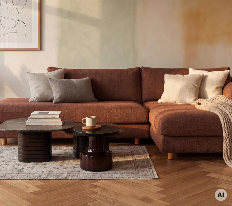 Bloom open-end sofa module, right with teak legs