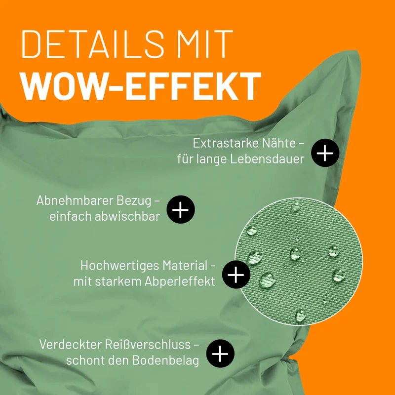 LUMALAND Sitzsack Classic XXL (380 L) - In- & outdoor - Pastell Grün