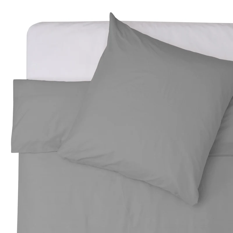 LUMALAND Premium Bettwäsche Everyday - Ganzjahres Bettbezug 155x200 cm & Kissenbezug 80x80 cm - Cool Grey