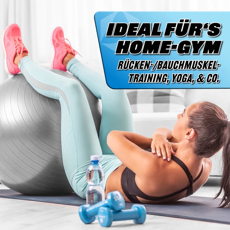 #DoYourFitness Gymnastikball inkl. Ballpumpe - Fitness Sitzball - Silber - 75 cm