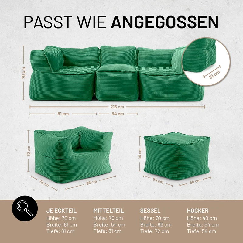 Modulares System CORD - Basic Set (5-tlg.) - Dunkelgrün