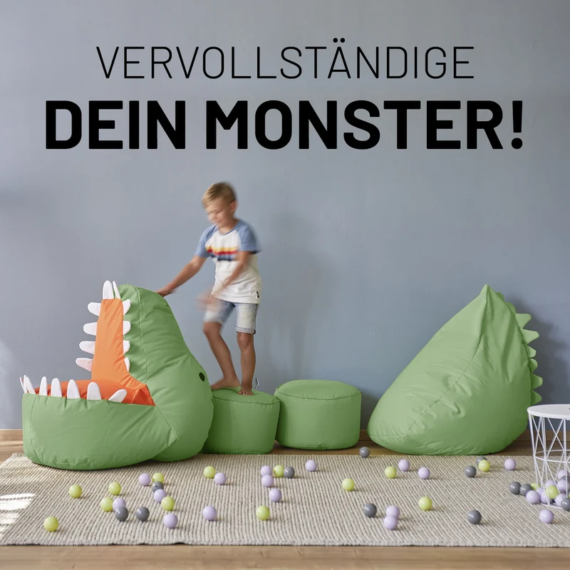 Kindersitzsack-Set "Dino" (2-tlg.) - Pastellgrün
