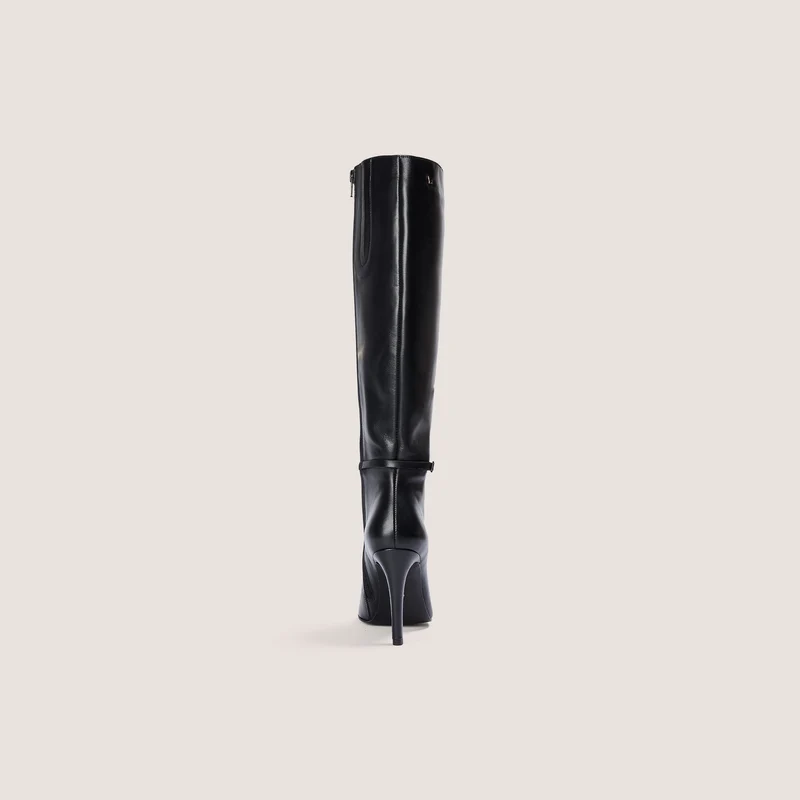 Juni Knee-High Leather Boots - Black