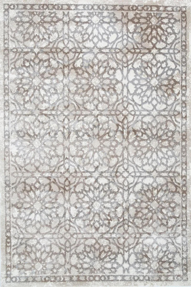 Grey and Beige Demask Rug