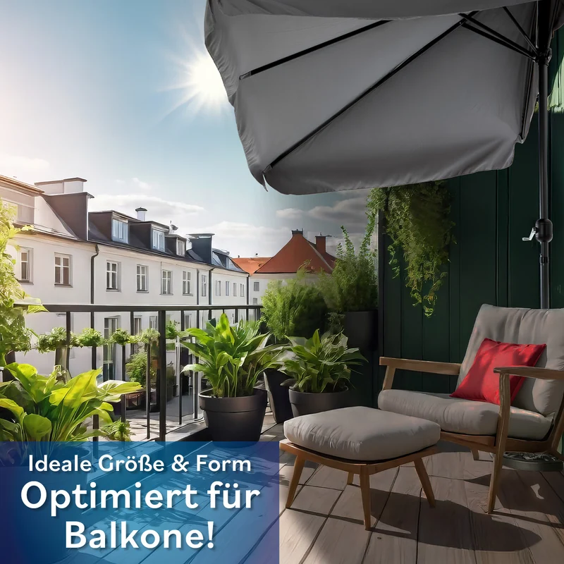 EASYmaxx Sonnenschirm mit UV-Schutz - rechteckig 230 x 140 cm - grau