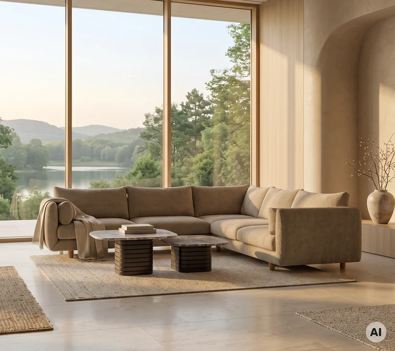 Bloom corner sofa module with teak legs