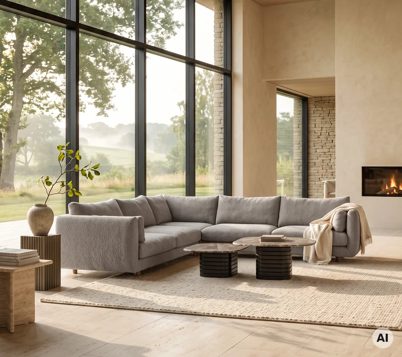Bloom corner sofa module with teak legs