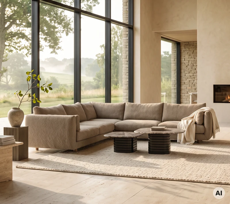 Bloom corner sofa module with teak legs