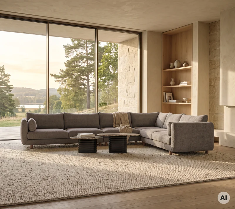 Bloom corner sofa module with teak legs