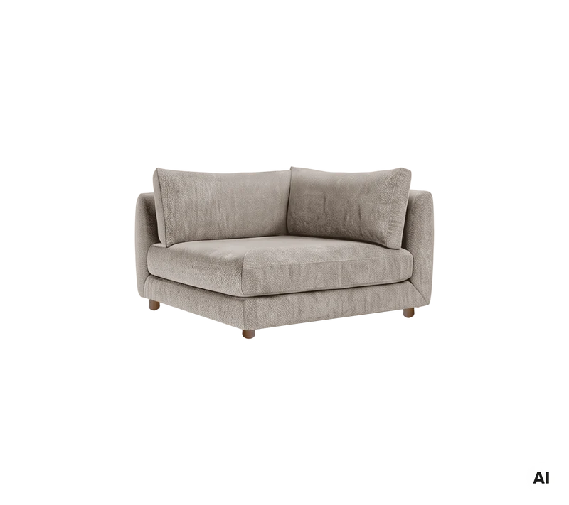 Bloom corner sofa module with teak legs