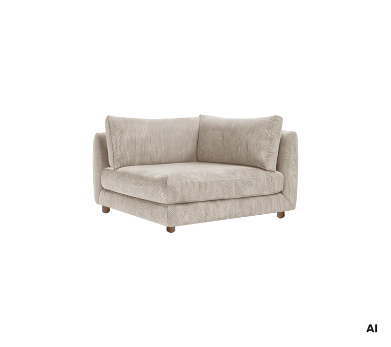 Bloom corner sofa module with teak legs