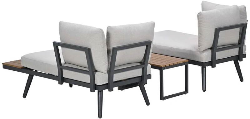 Garden Impressions Forro loungeset - carbon black - natural teak look Vironwood - desert taupe