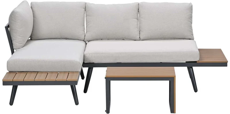 Garden Impressions Forro loungeset - carbon black - natural teak look Vironwood - desert taupe