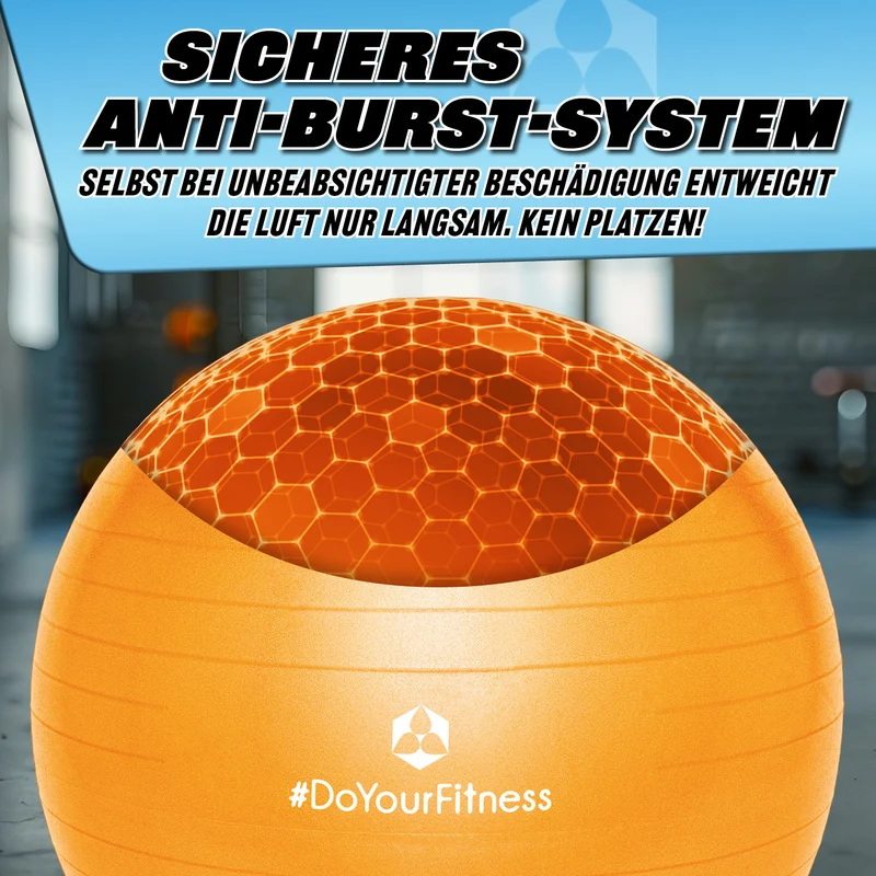 #DoYourFitness Gymnastikball inkl. Ballpumpe - Fitness Sitzball - Orange - 65 cm