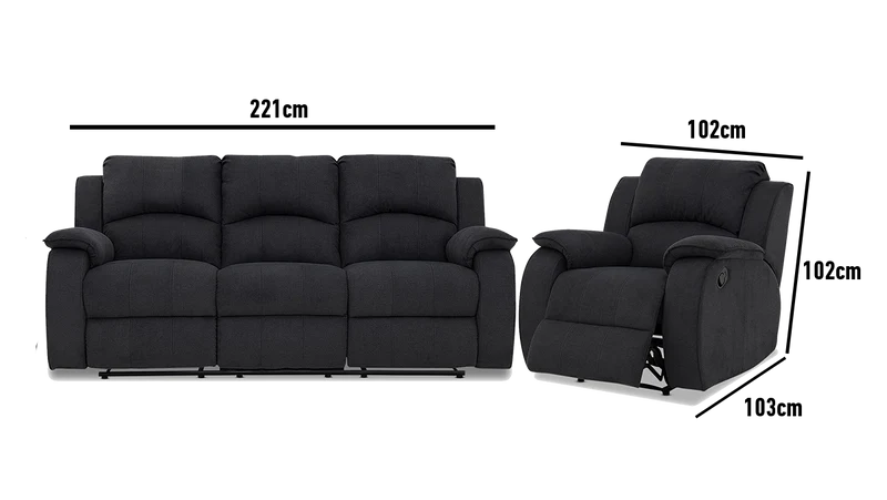 3 Seater with End Recliners + 2 Recliners