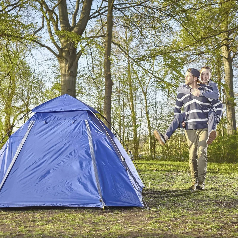 LUMALAND Pop Up Familienzelt Wurfzelt 3 Personen Zelt - 215 x 195 x 120 cm - Blau