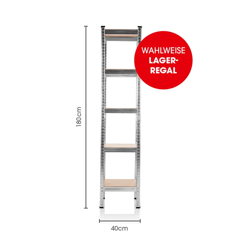 EASYmaxx 2 in 1 Schwerlastregal & Werkbank, 180 x 40 x 40 cm - 875 kg Traglast, 175 kg pro Ebene