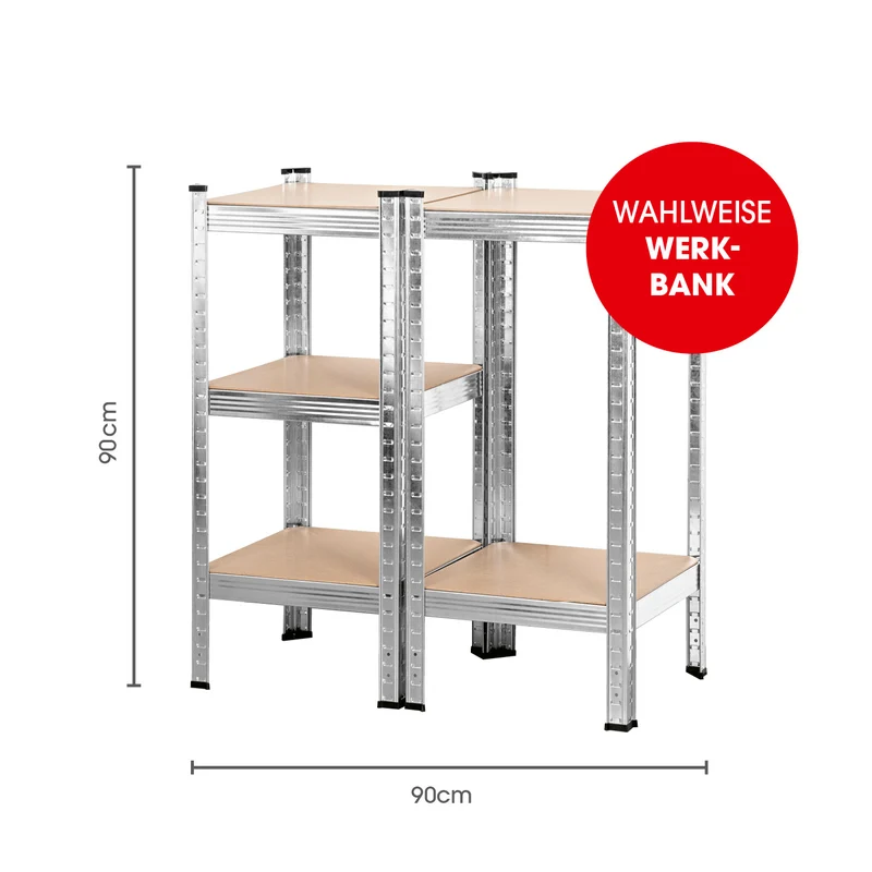 EASYmaxx 2 in 1 Schwerlastregal & Werkbank, 180 x 40 x 40 cm - 875 kg Traglast, 175 kg pro Ebene