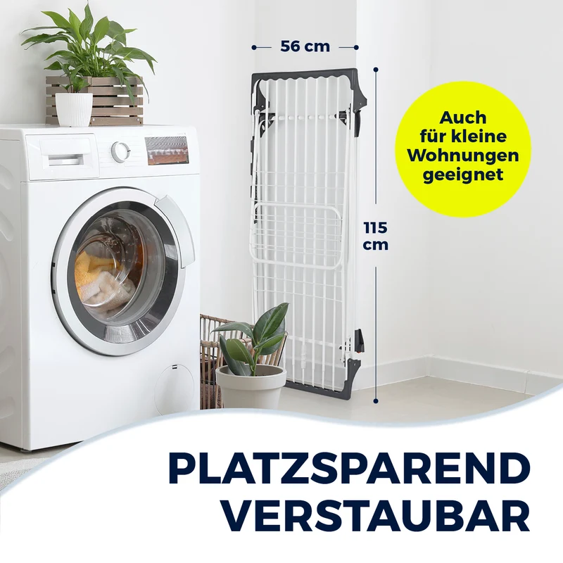 EASYmaxx Falt-Wäscheständer 2500, 25m Trockenlänge, roll-/ausziehbar (max. 2,6m)
