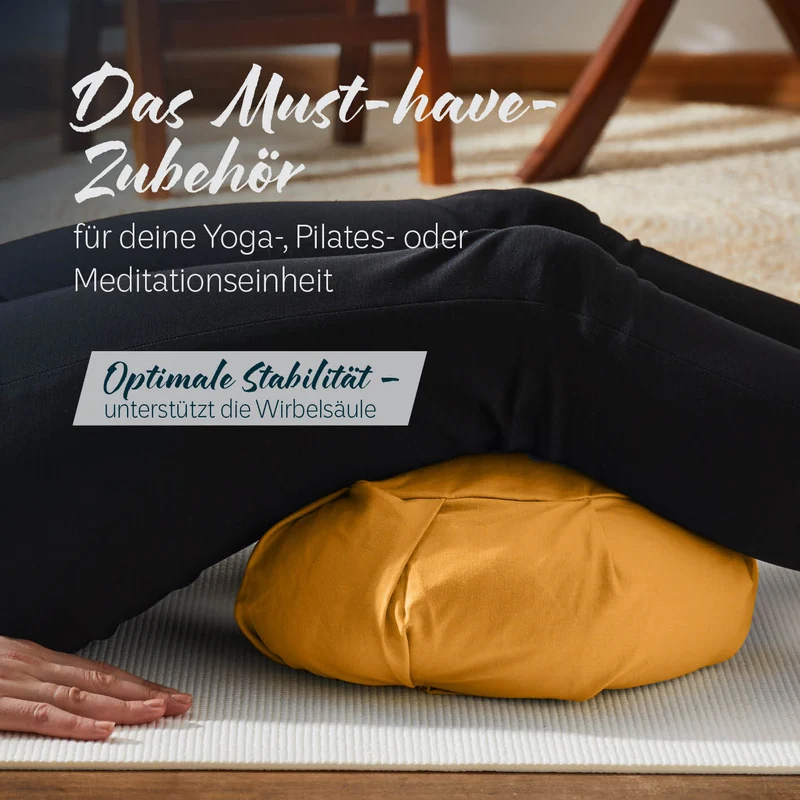 #DoYourYoga Yoga-Kissen Ganesh - gefüllt mit Bio-Dinkelspelz - Halbmond 45 x 30 x 14 cm - Indischgelb