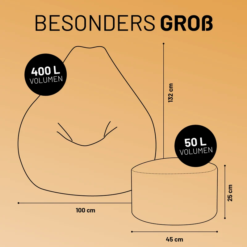 Relax Set Cord – Sitzsack GIANT + Pouf - Senfgelb