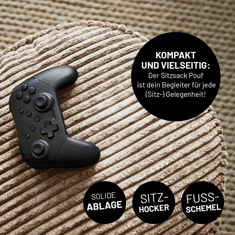 Relax Set Cord – Sitzsack GIANT + Pouf - Beige