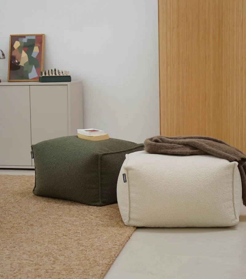 Bouclé Pouf 'Block'