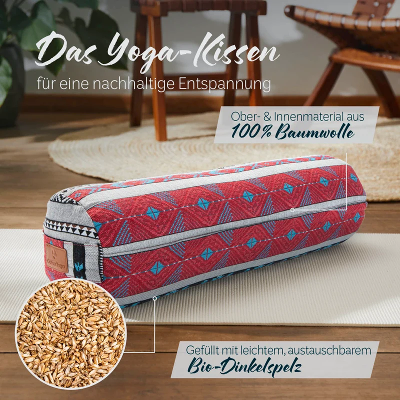 #DoYourYoga Yoga-Bolster Tarik - gefüllt mit Bio-Buchweizenschalen - 68 x 22 x 22 cm - Style 16