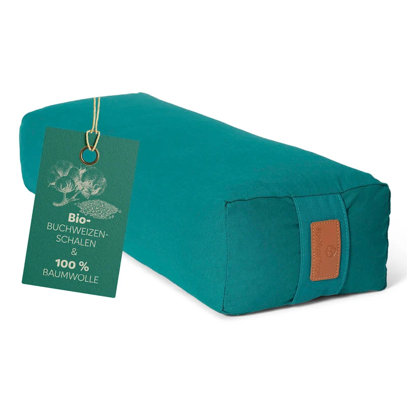 #DoYourYoga Yoga-Bolster Paravati - gefüllt mit Bio-Buchweizenschalen - 67 x 22 x 13 cm - Dunkelgrün