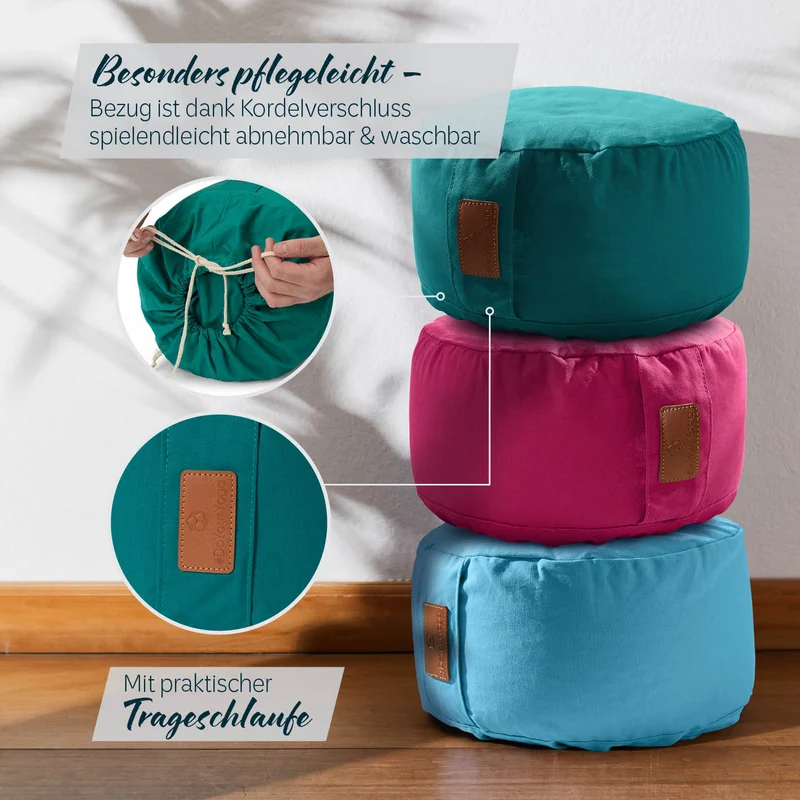 #DoYourYoga Yoga-Kissen Vishnu - gefüllt mit Bio-Buchweizenschalen - Rund 30 x 30 x 15 cm - Dunkelgrün