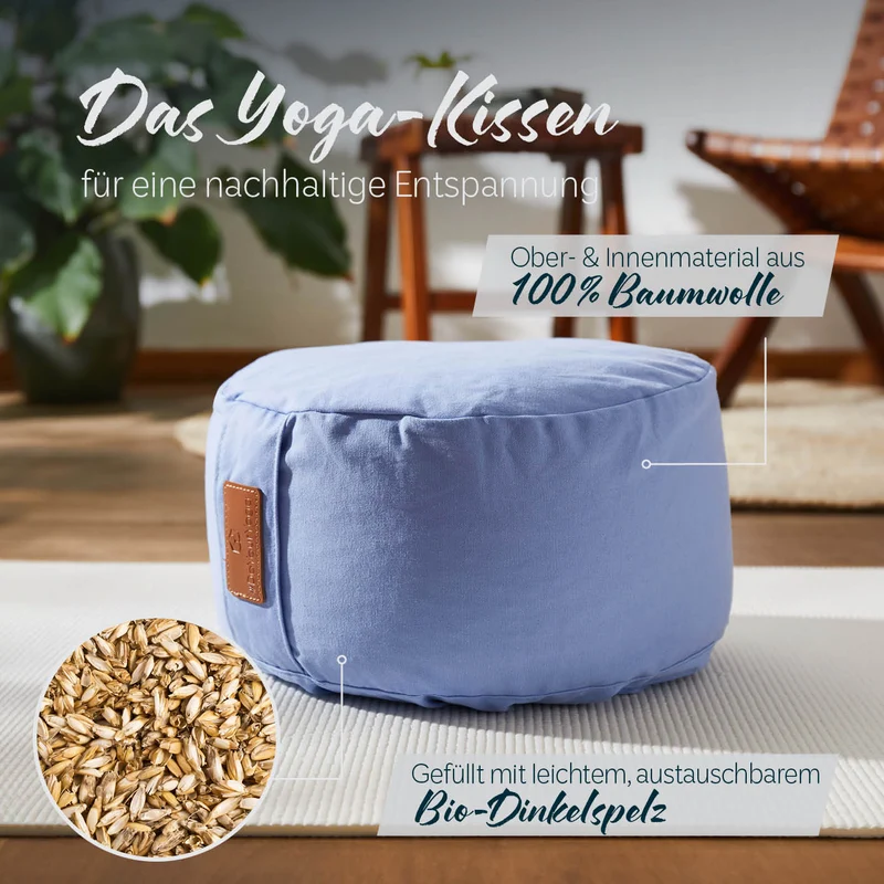 #DoYourYoga Yoga-Kissen Vishnu - gefüllt mit Bio-Dinkelspelz - Rund 30 x 30 x 15 cm - Lavendel
