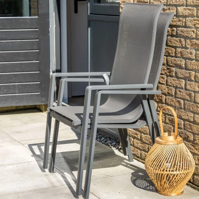 Garden Impressions Osaka stapelbare tuinstoelen set van 4 – carbon black / dark grey