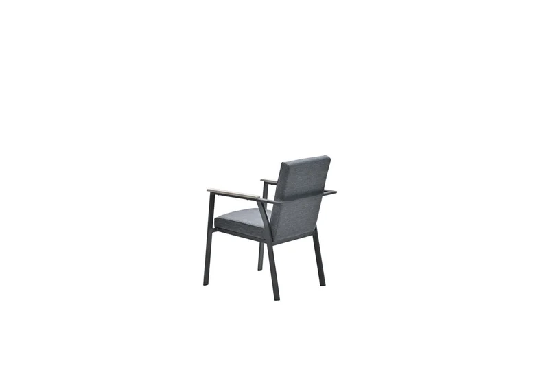 Catania dining fauteuil - carbon black - antraciet texfiber - light teak vironwood