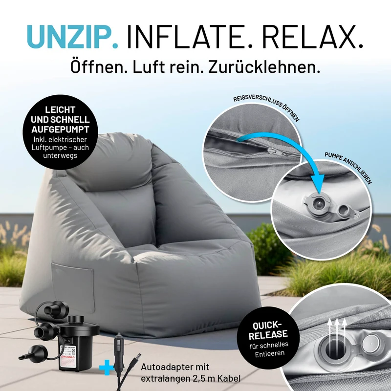 CrozyAir Luftsessel inkl. Luftpumpe 2GO