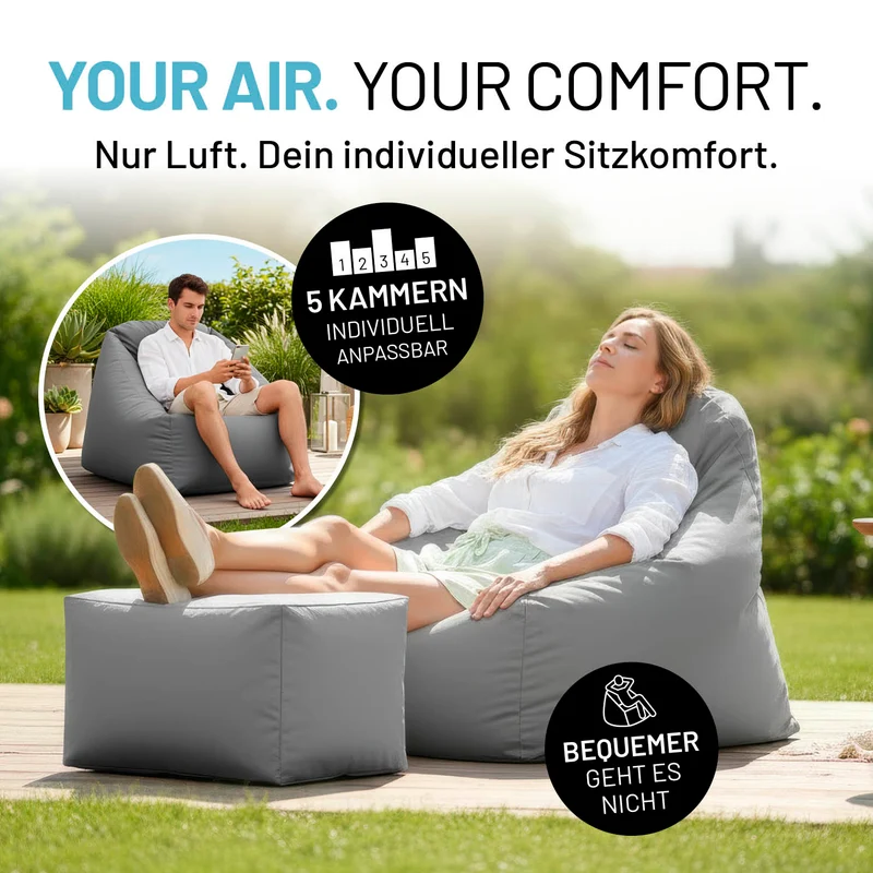 CrozyAir Relax-Set XL Luftsessel + Hocker inkl. Pumpe