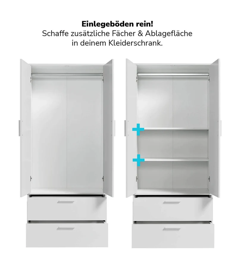 Kleiderschrank-Einlegeböden 'Die Aufteiler' für 'Der Kleiderheld'