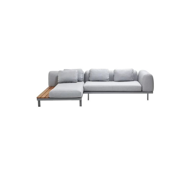 Space modular sofa with chaise longue and side table